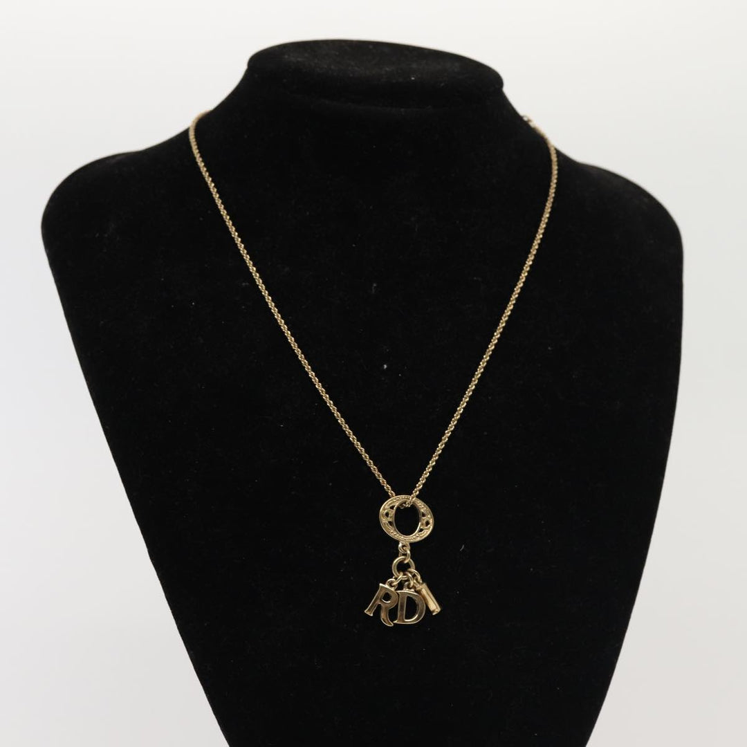 CHRISTIAN Top quality Dior Necklace metal Gold Auth am6766