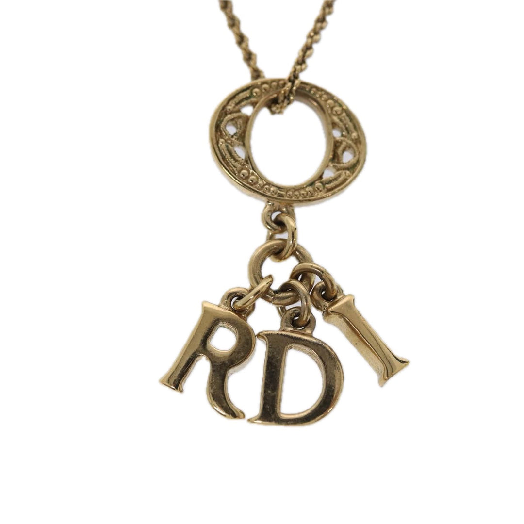 CHRISTIAN Top quality Dior Necklace metal Gold Auth am6766