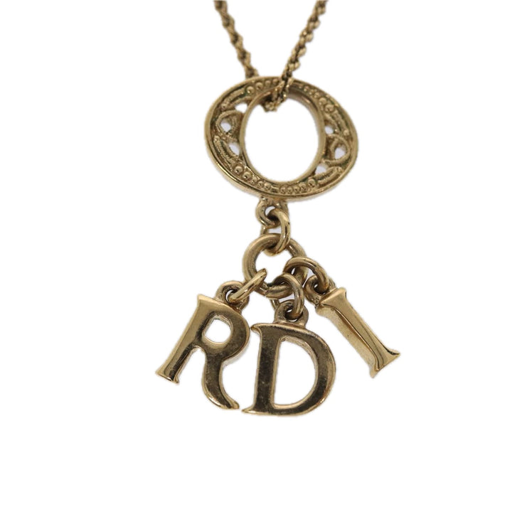 CHRISTIAN Top quality Dior Necklace metal Gold Auth am6766