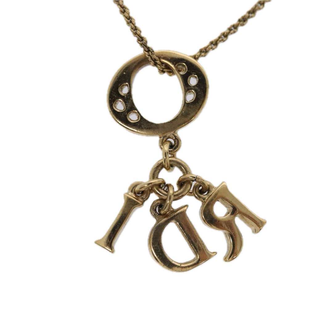 CHRISTIAN Top quality Dior Necklace metal Gold Auth am6766