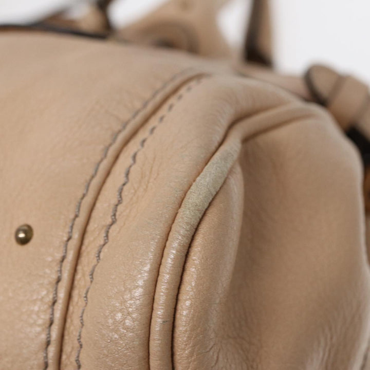 Chloe Paddington Hand Bag Leather Beige Gold Silver am6781