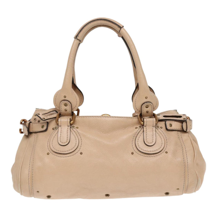 Chloe Paddington Hand Bag Leather Beige Gold Silver am6781