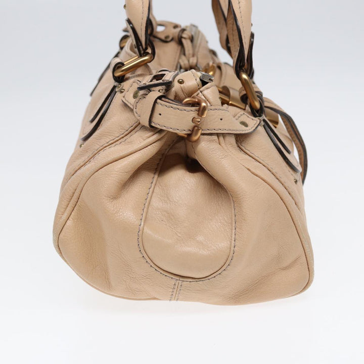Chloe Paddington Hand Bag Leather Beige Gold Silver am6781