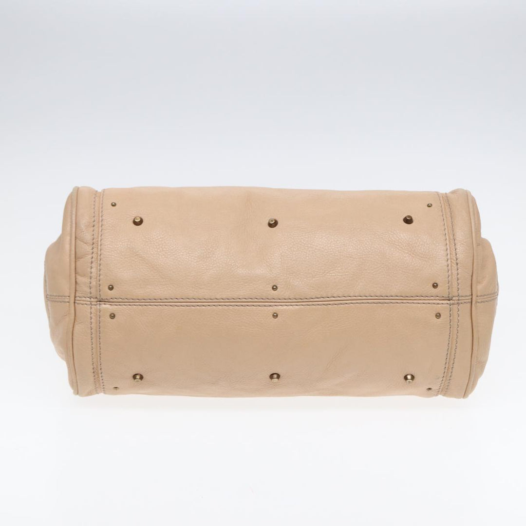 Chloe Paddington Hand Bag Leather Beige Gold Silver am6781