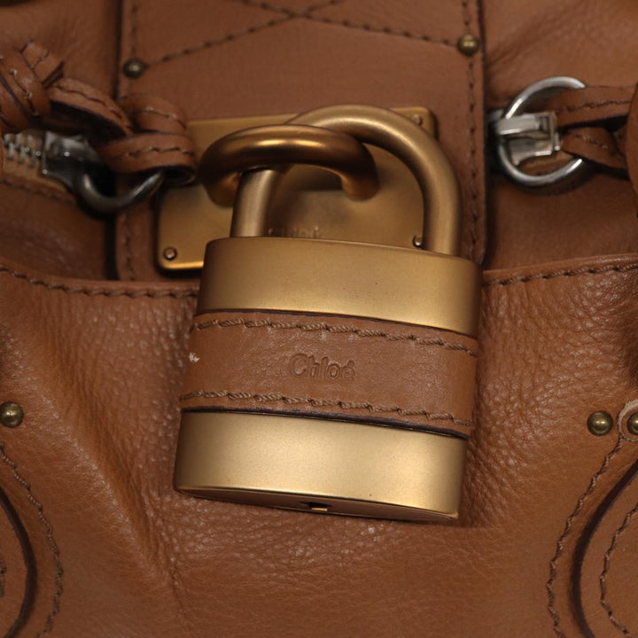 Chloe Paddington Hand Bag Leather Brown Gold am6782