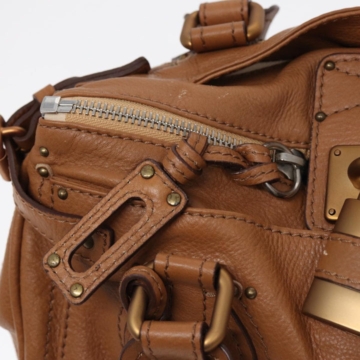 Chloe Paddington Hand Bag Leather Brown Gold am6782