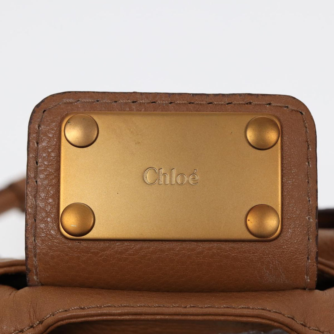 Chloe Paddington Hand Bag Leather Brown Gold am6782