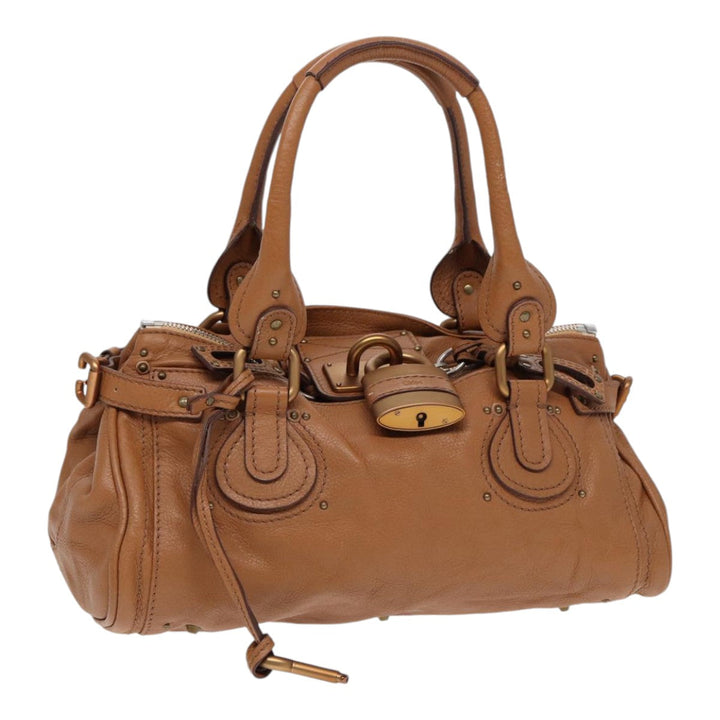 Chloe Paddington Hand Bag Leather Brown Gold am6782