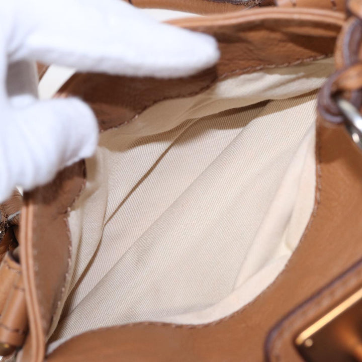 Chloe Paddington Hand Bag Leather Brown Gold am6782