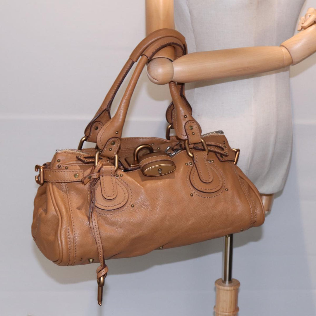 Chloe Paddington Hand Bag Leather Brown Gold am6782