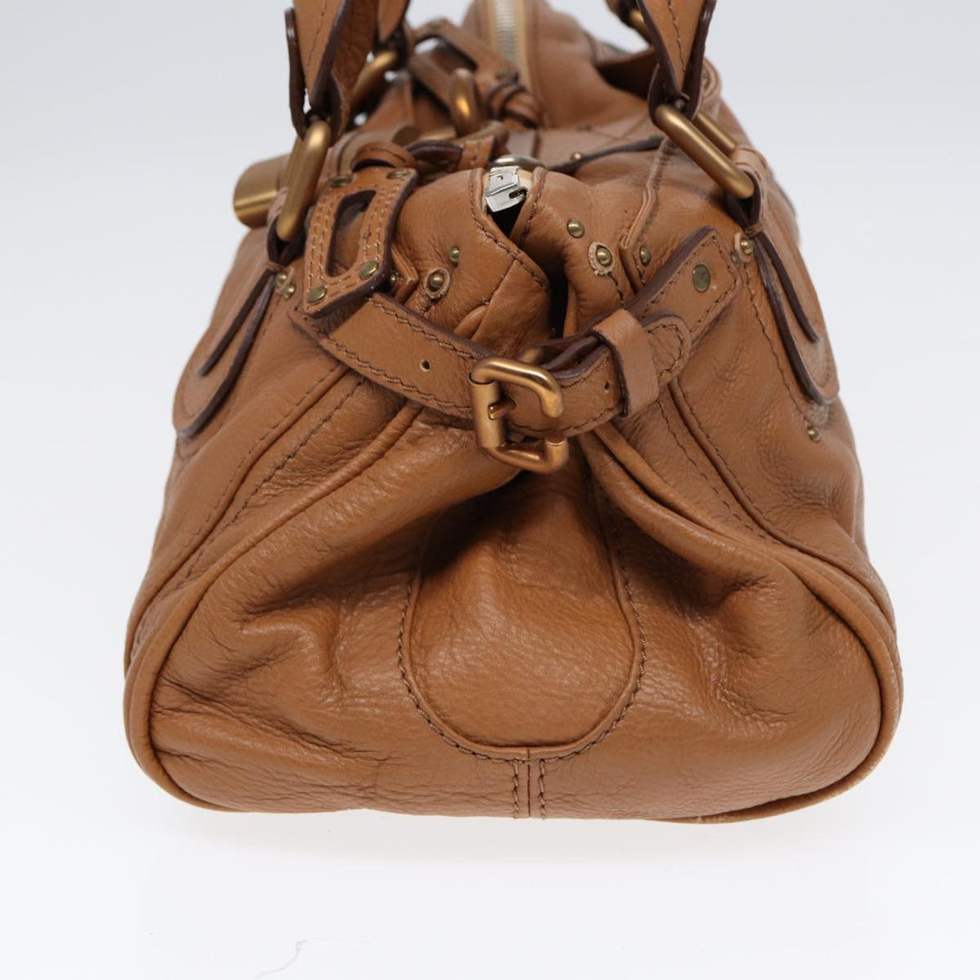 Chloe Paddington Hand Bag Leather Brown Gold am6782