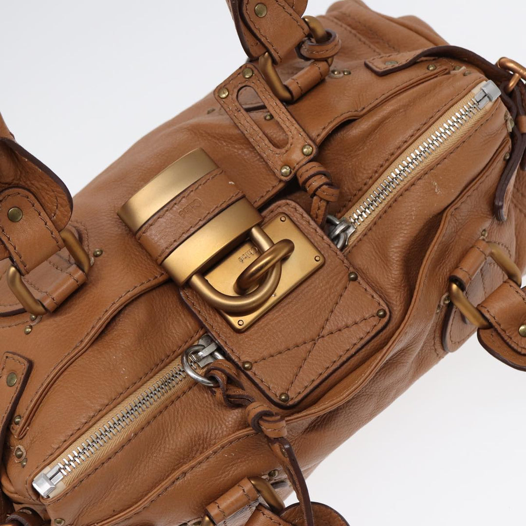Chloe Paddington Hand Bag Leather Brown Gold am6782