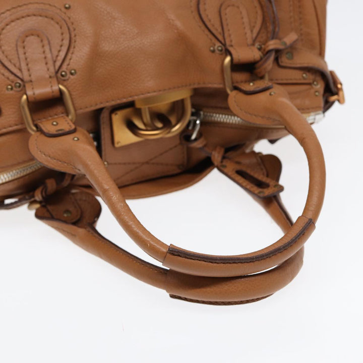 Chloe Paddington Hand Bag Leather Brown Gold am6782