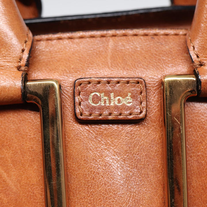 Chloe Etel Hand Bag Leather 2way Brown Gold am6799