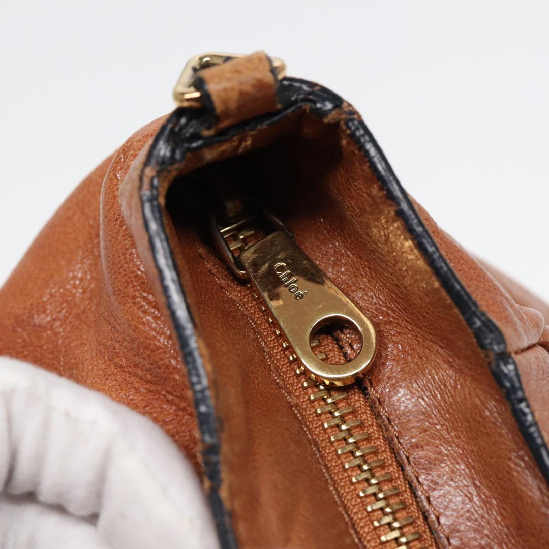 Chloe Etel Hand Bag Leather 2way Brown Gold am6799