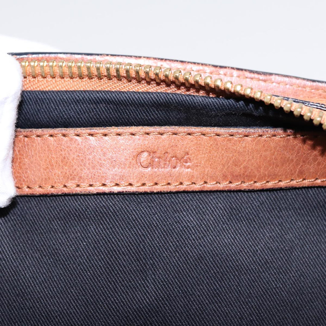 Chloe Etel Hand Bag Leather 2way Brown Gold am6799