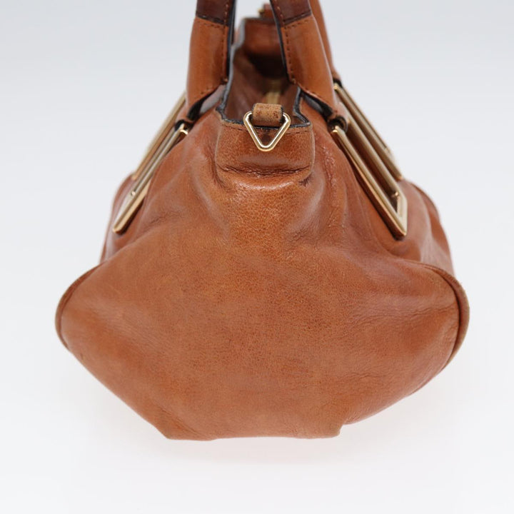Chloe Etel Hand Bag Leather 2way Brown Gold am6799