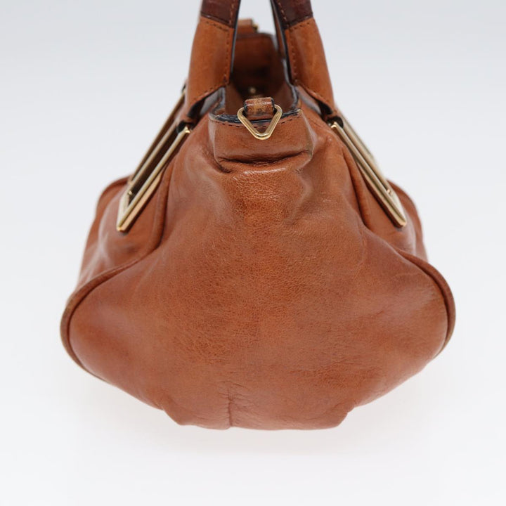 Chloe Etel Hand Bag Leather 2way Brown Gold am6799