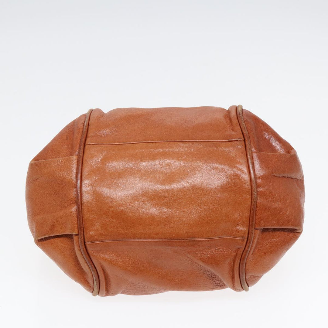 Chloe Etel Hand Bag Leather 2way Brown Gold am6799