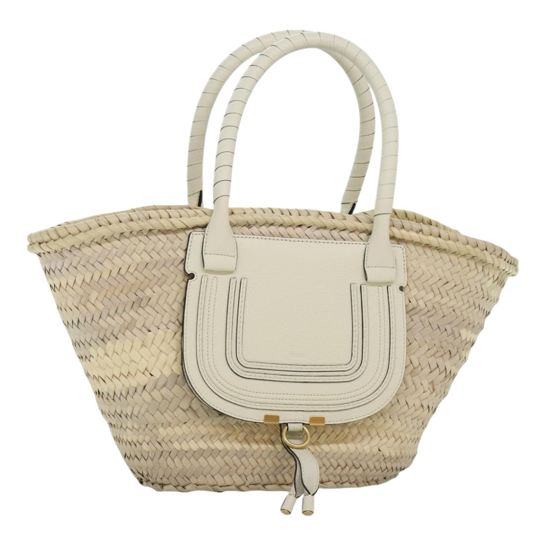 Chloe Mercy Hand Bag Straw Beige Gold am6837