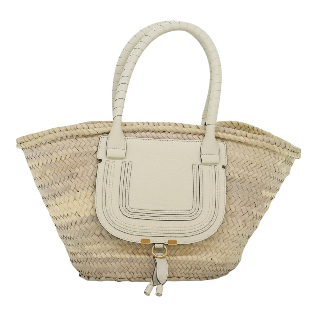 Chloe Mercy Hand Bag Straw Beige Gold am6837