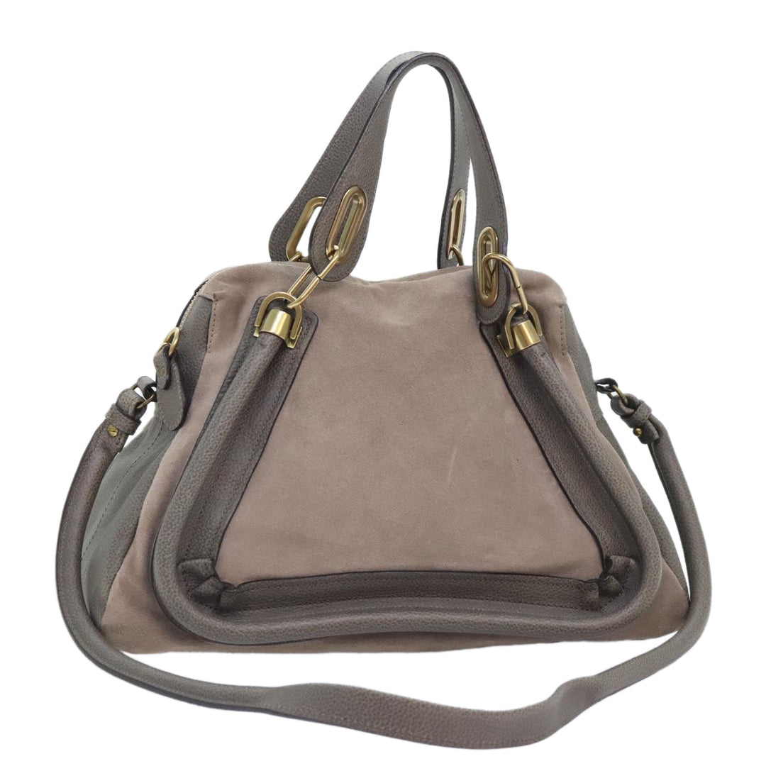 Chloe Paraty Tote Bag Leather Suede 2way Gray am6848