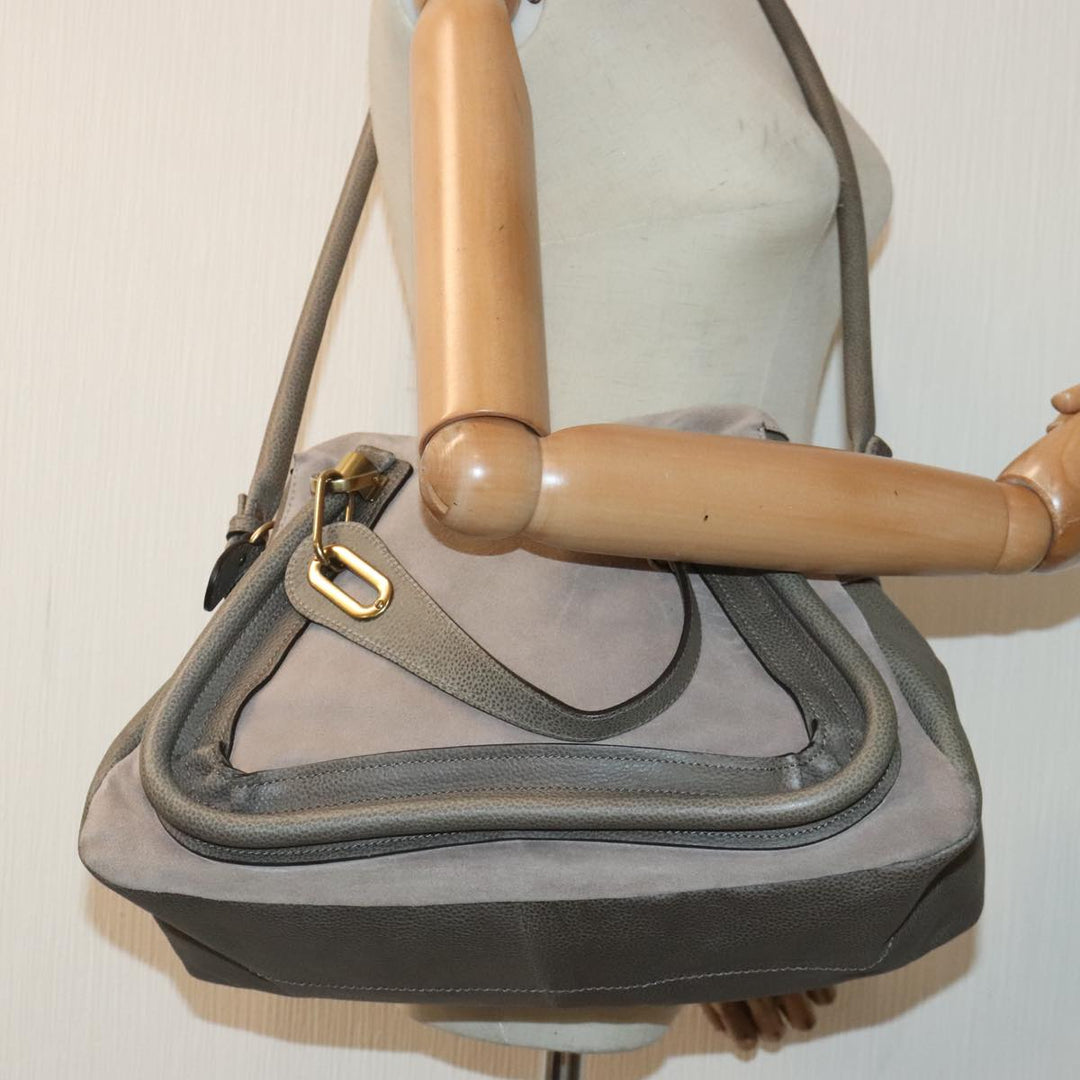 Chloe Paraty Tote Bag Leather Suede 2way Gray am6848