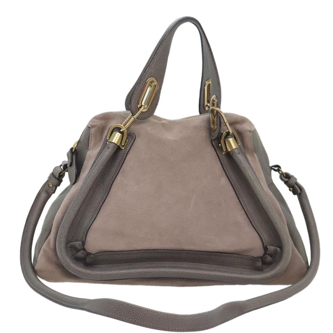 Chloe Paraty Tote Bag Leather Suede 2way Gray am6848