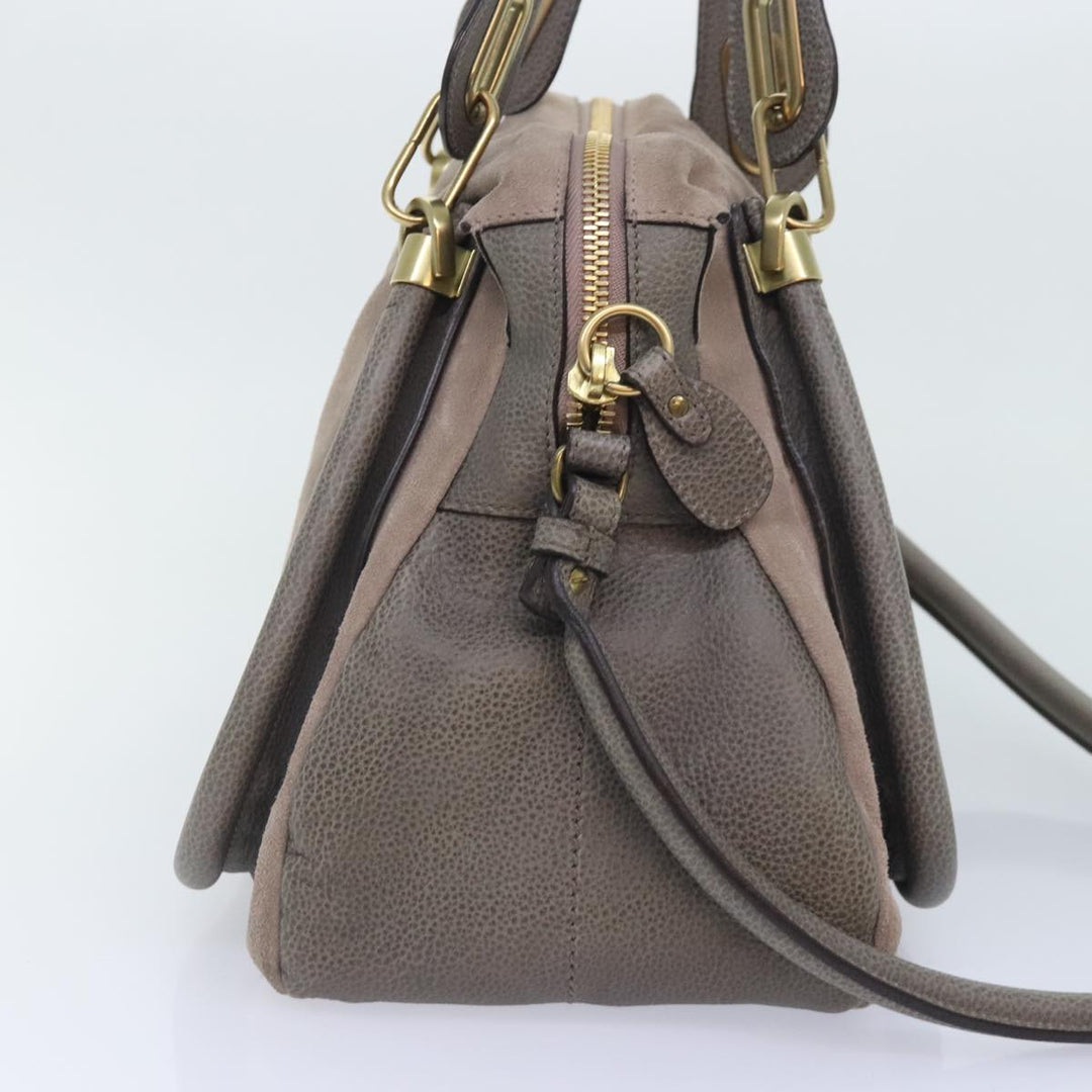 Chloe Paraty Tote Bag Leather Suede 2way Gray am6848
