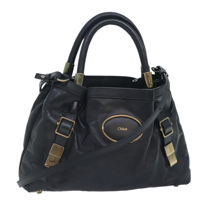 Chloe Victoria Hand Bag Leather 2way Black am6849