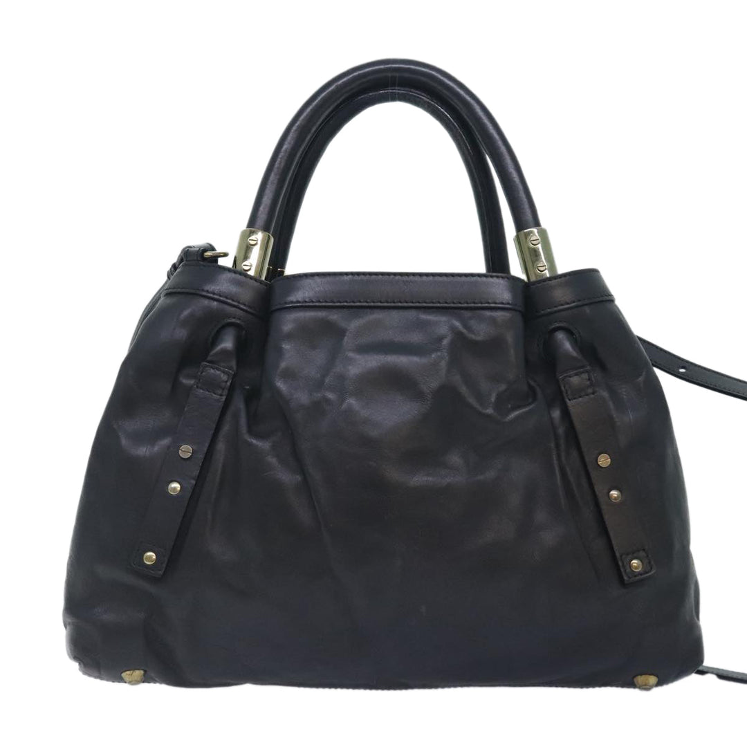 Chloe Victoria Hand Bag Leather 2way Black am6849