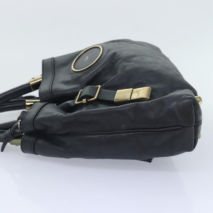 Chloe Victoria Hand Bag Leather 2way Black am6849