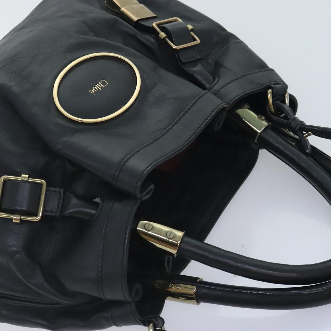 Chloe Victoria Hand Bag Leather 2way Black am6849