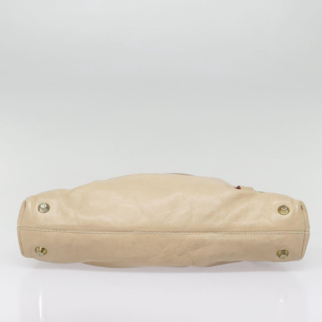 Chloe Victoria Hand Bag Leather 2way Beige am6850