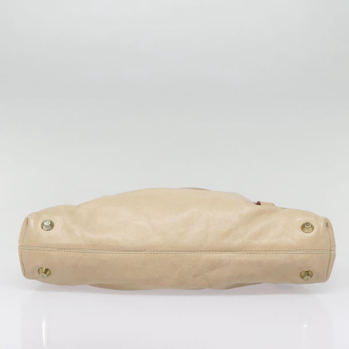 Chloe Victoria Hand Bag Leather 2way Beige am6850