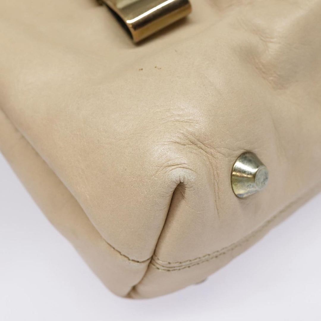 Chloe Victoria Hand Bag Leather 2way Beige am6850