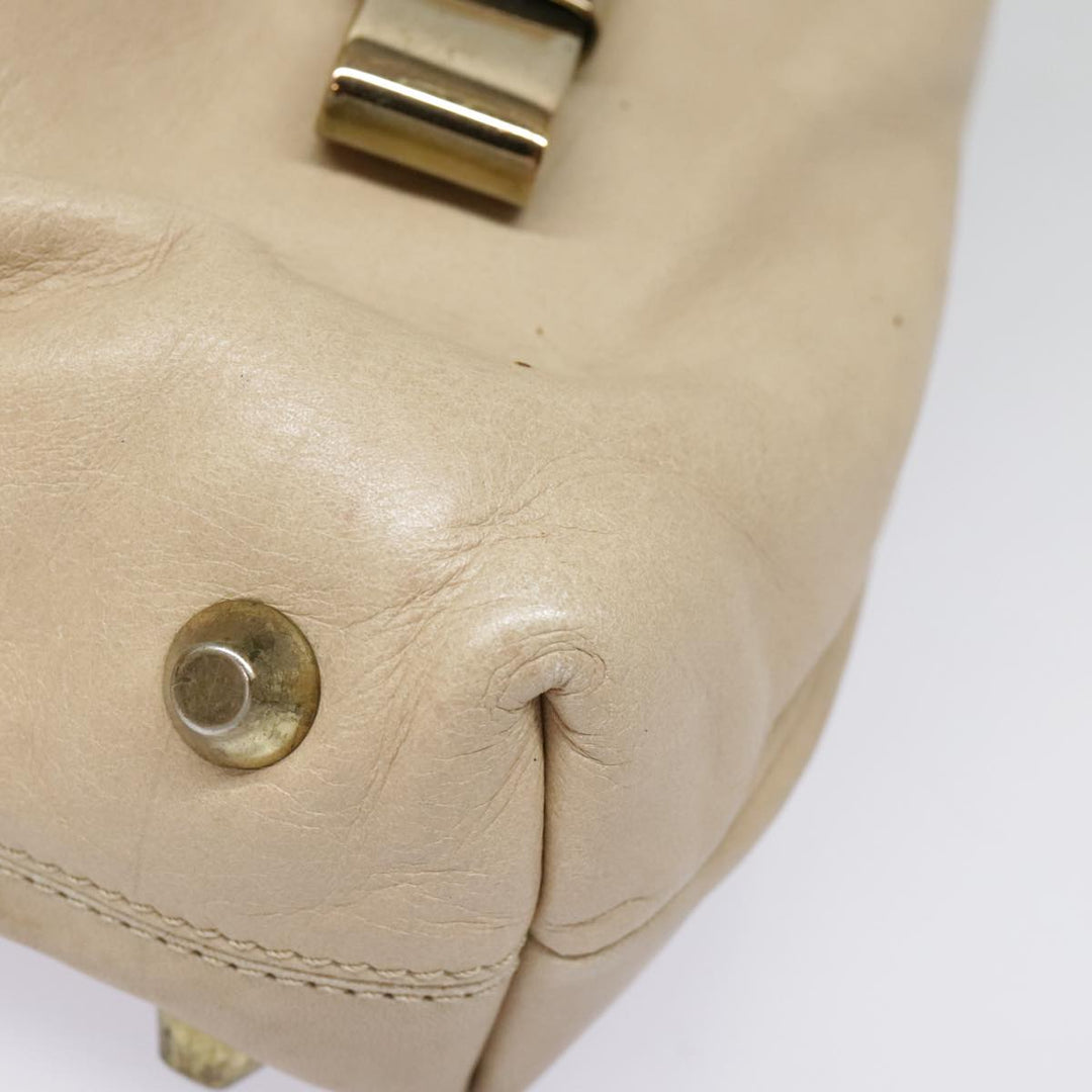 Chloe Victoria Hand Bag Leather 2way Beige am6850