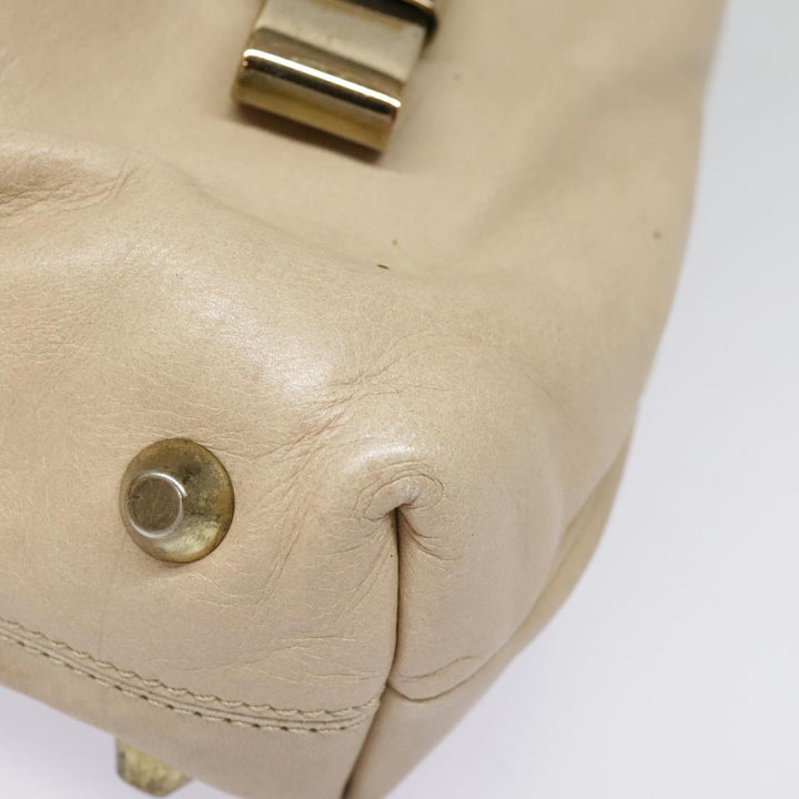 Chloe Victoria Hand Bag Leather 2way Beige am6850