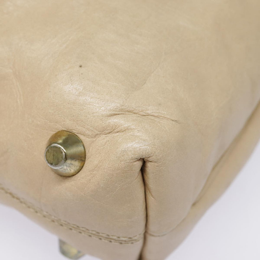 Chloe Victoria Hand Bag Leather 2way Beige am6850