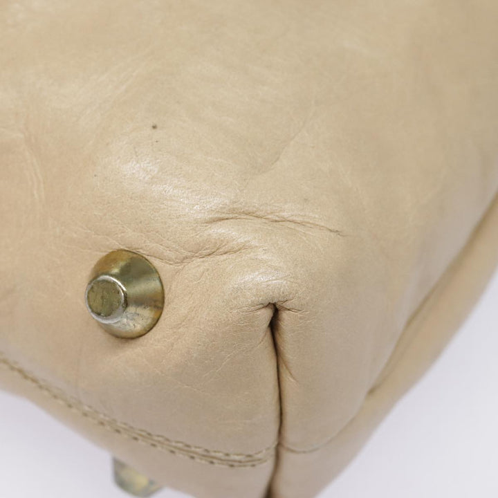 Chloe Victoria Hand Bag Leather 2way Beige am6850