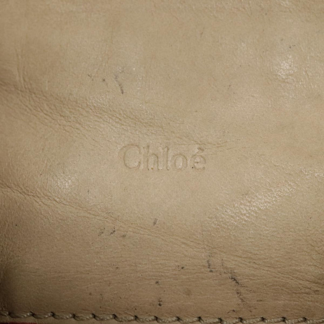 Chloe Victoria Hand Bag Leather 2way Beige am6850