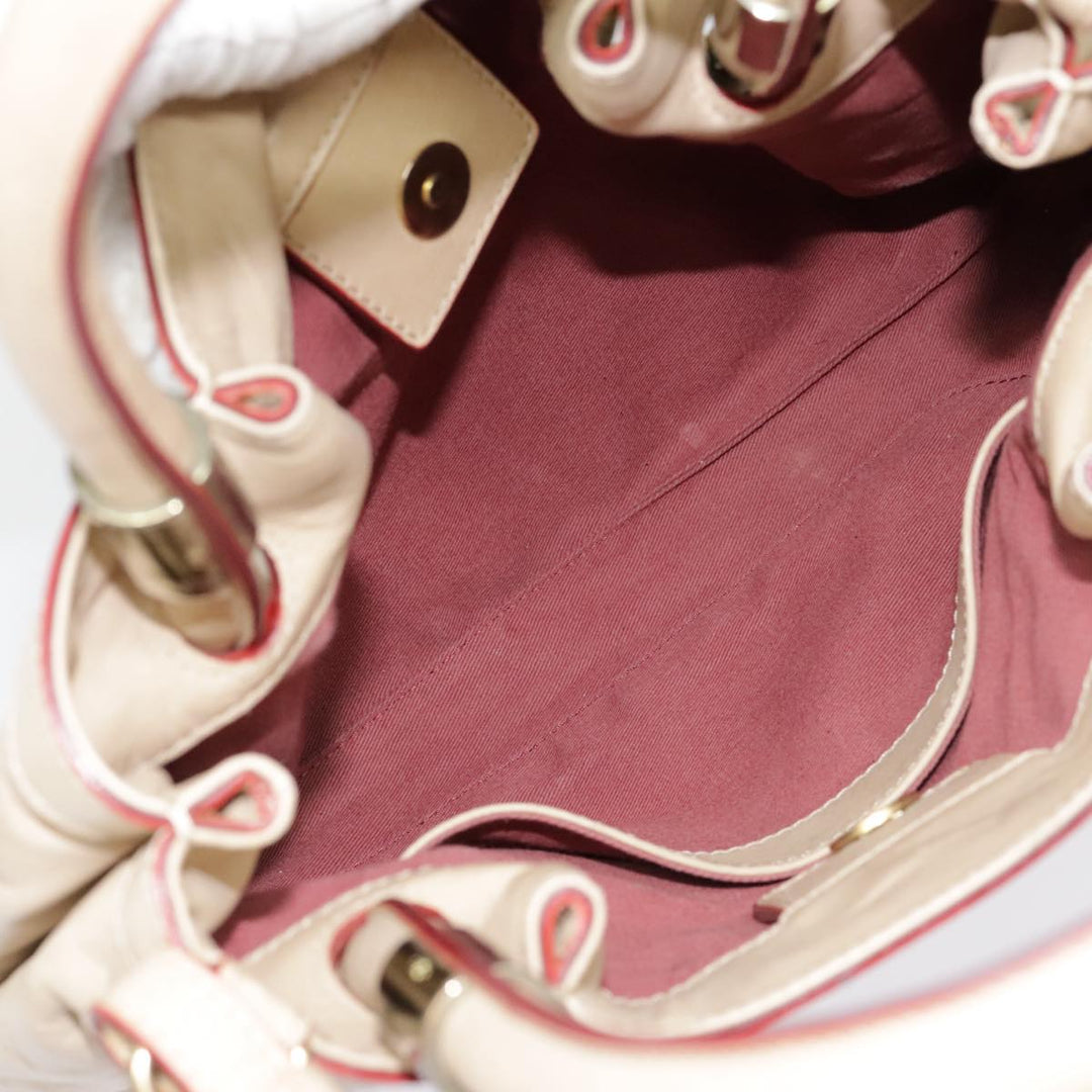 Chloe Victoria Hand Bag Leather 2way Beige am6850