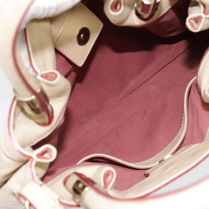 Chloe Victoria Hand Bag Leather 2way Beige am6850