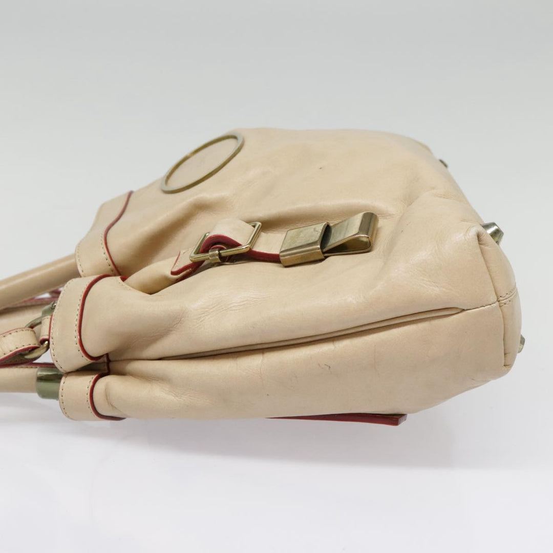 Chloe Victoria Hand Bag Leather 2way Beige am6850