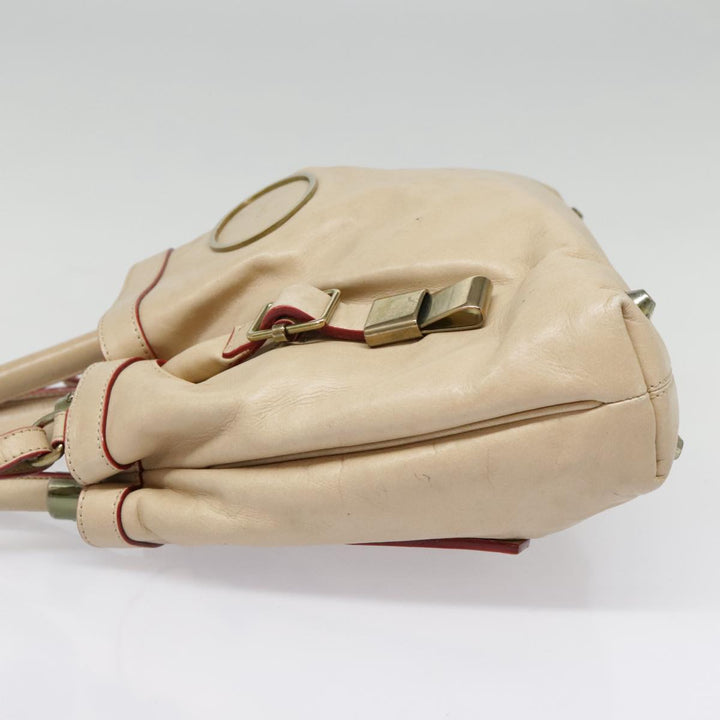 Chloe Victoria Hand Bag Leather 2way Beige am6850