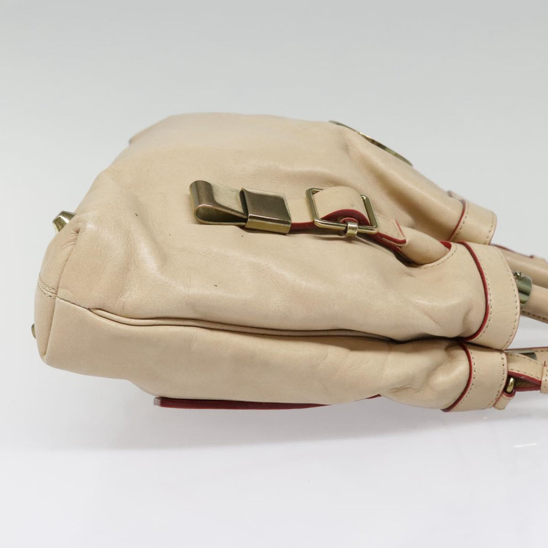 Chloe Victoria Hand Bag Leather 2way Beige am6850