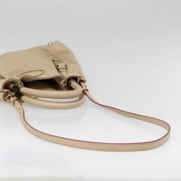 Chloe Victoria Hand Bag Leather 2way Beige am6850