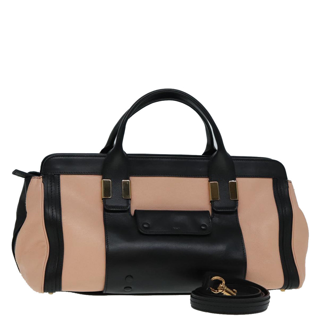 Chloe Alice Hand Bag Leather 2way Black Pink am6912