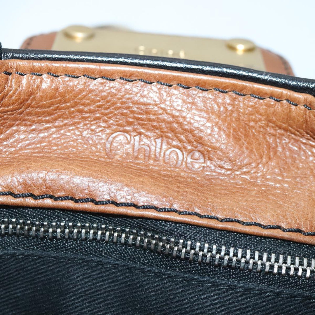 Chloe Paddington Hand Bag Leather Cotton Brown am6914