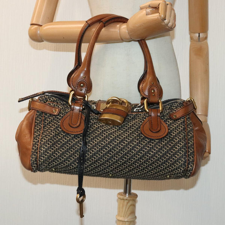 Chloe Paddington Hand Bag Leather Cotton Brown am6914